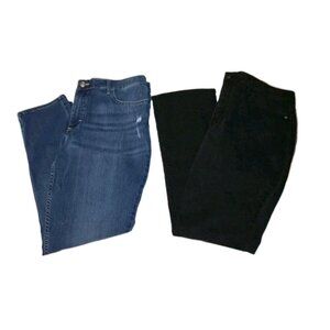 Lee Riders Women's Size 18 Petite Black Blue Jeans 38x27 Mid-rise Lot Of TWO